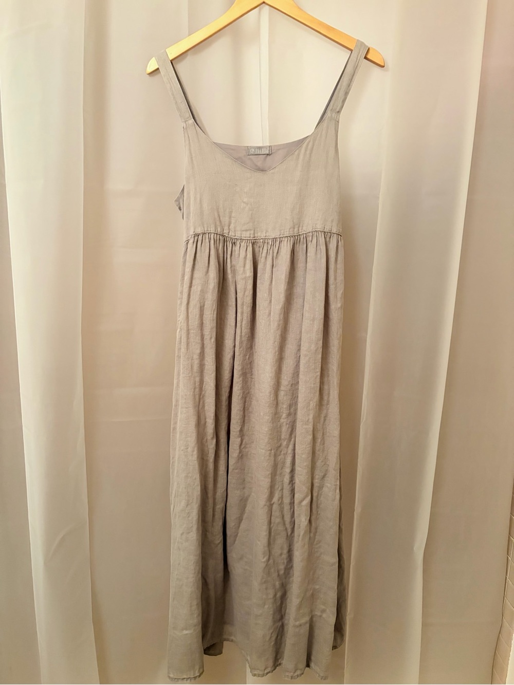 CP Shades Linen Grey Empire Strappy Sleeveless Maxi Dress